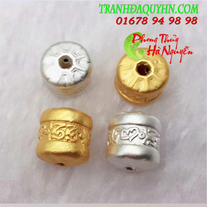 charm bạc mạ vàng hình trụ